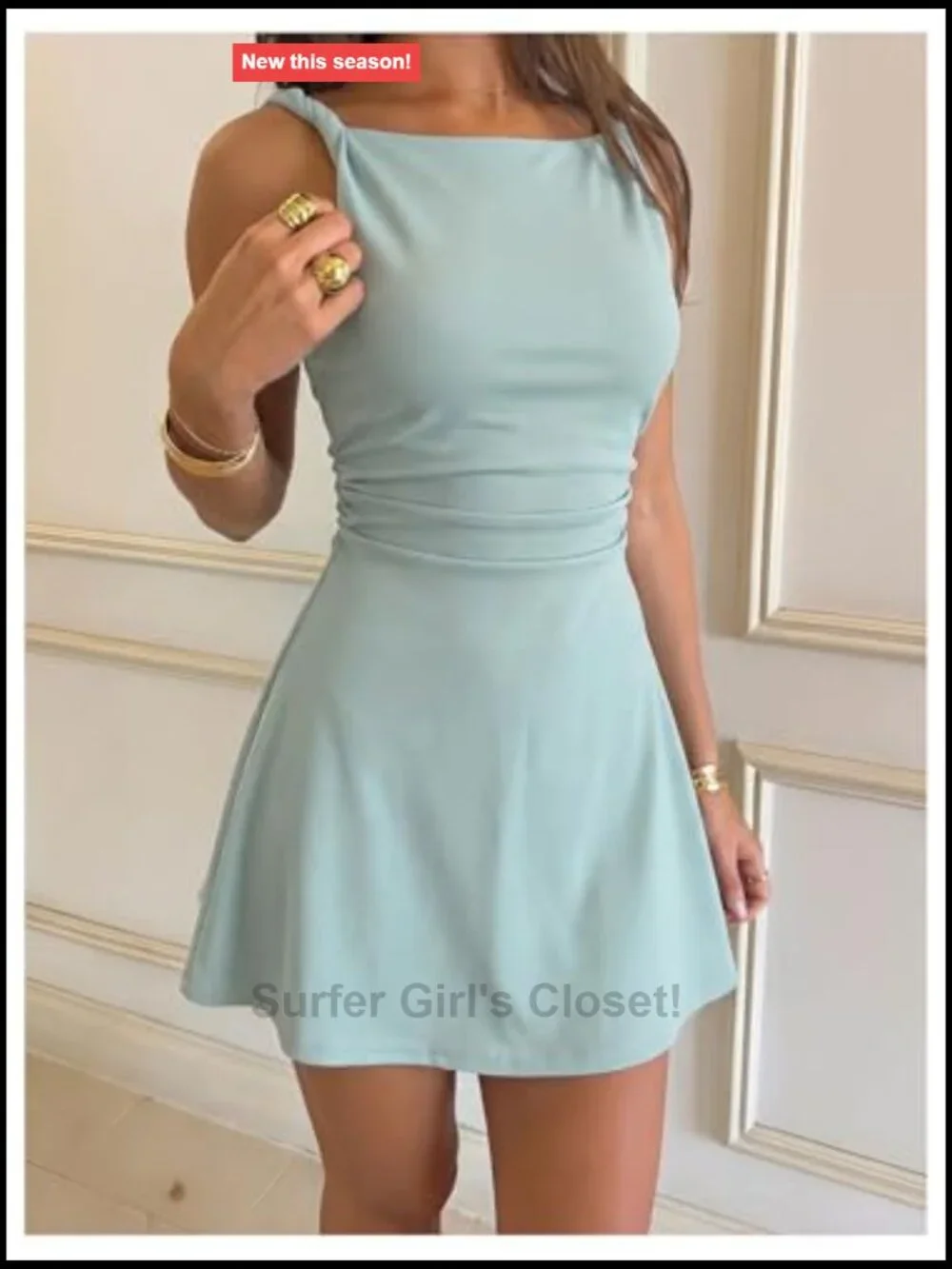 Floerns Women's Ruched Twist Sleeveless A-Line Mini Dress